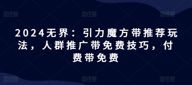 2024无界：引力魔方带推荐玩法，人群推广带免费技巧，付费带免费-网创项目