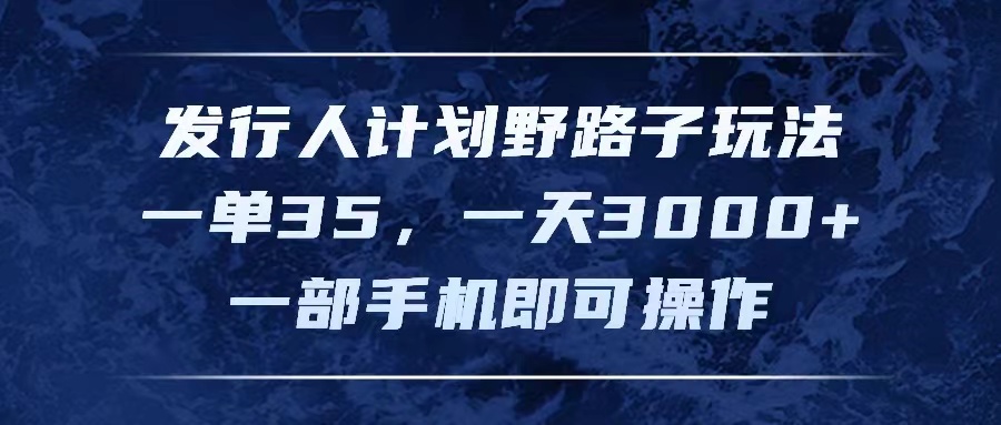 （11750期）发行人计划野路子玩法，一单35，一天3000+，一部手机即可操作-网创项目