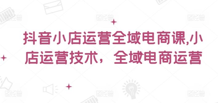抖音小店运营全域电商课，​小店运营技术，全域电商运营-网创项目