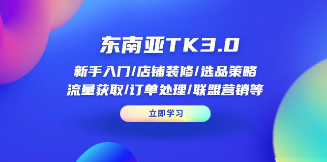 东南亚TK3.0：新手入门/店铺装修/选品策略/流量获取/订单处理/联盟营销等-网创项目