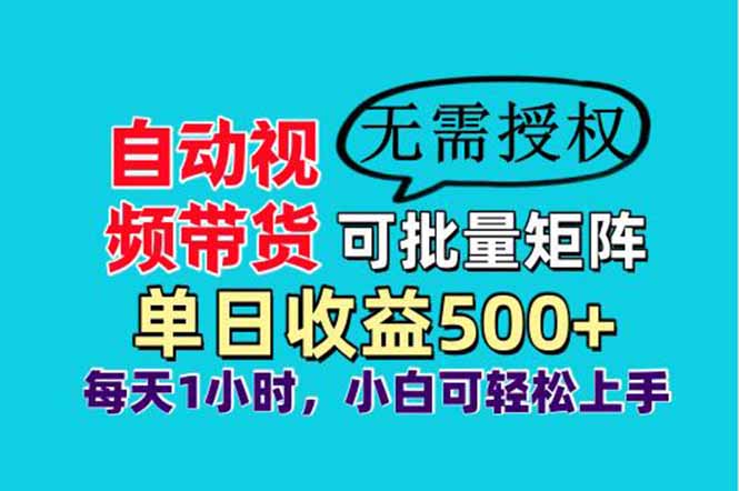 自动视频带货，可批量矩阵，单日收益500+、轻松实现睡后收益，小白可…-网创项目