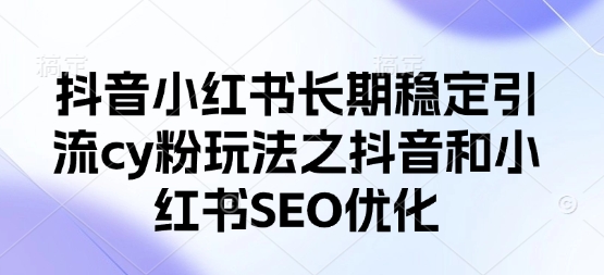 抖音小红书长期稳定引流cy粉玩法之抖音和小红书SEO优化-网创项目