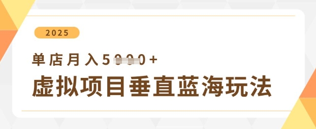 虚拟项目垂直玩法，实现单店月入5k+-网创项目