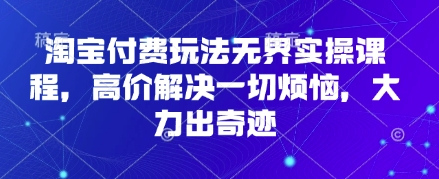 淘宝付费玩法无界实操课程，高价解决一切烦恼，大力出奇迹-网创项目