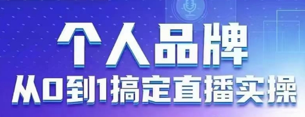 个人品牌：从0到1搞定直播实操，用直播为你的个人品牌赋能，六大实操板块，放大个人影响力-网创项目