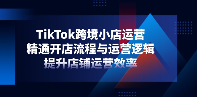 TikTok跨境小店运营，精通开店流程与运营逻辑，提升店铺运营效率-网创项目