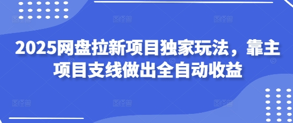 2025网盘拉新项目独家玩法，靠主项目支线做出全自动收益-网创项目
