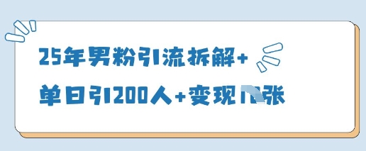 25年男粉引流拆解+单日引200人+变现多张-网创项目