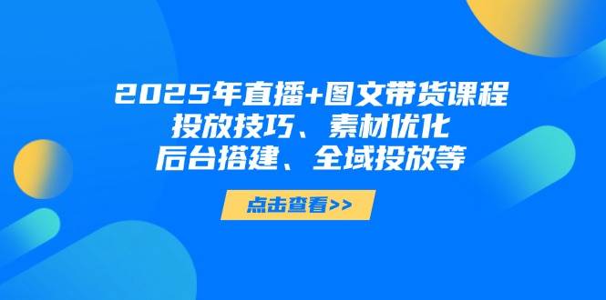 2025年短视频图文带货+直播带货：投放技巧、素材优化、后台搭建、全域投放等-网创项目