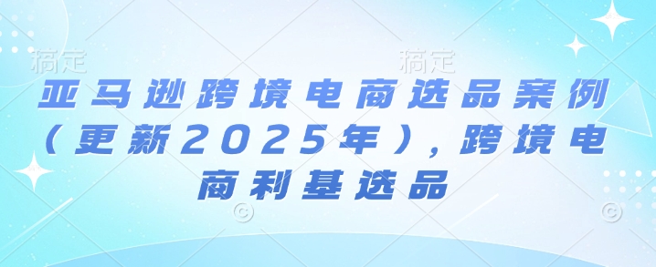 亚马逊跨境电商选品案例(更新2025年4月)，跨境电商利基选品-网创项目