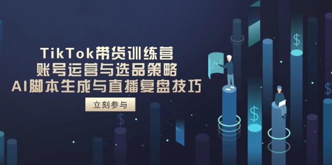 TikTok带货训练营，账号运营与选品策略，AI脚本生成与直播复盘技巧-网创项目