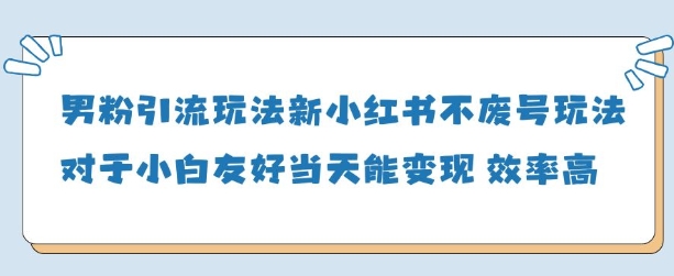 男粉引流玩法(新)，玩法友好做的好当天就能变现-网创项目