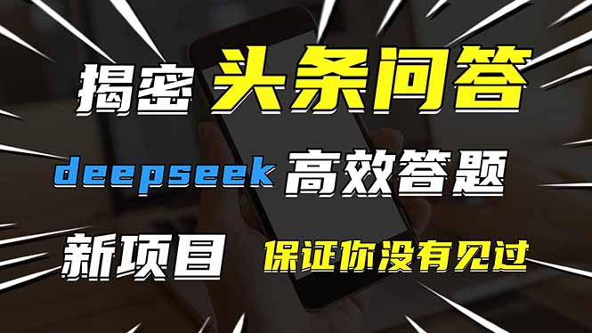 头条问答，刚出的新玩法！保证你没见过！用DeepSeek去高效答题，一个账…-网创项目