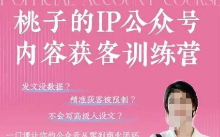 桃子IP公众号内容获客训练营(第3期)，一门让你公众号从0到商业闭环的课程-网创项目