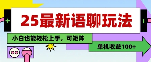 25年最新语聊玩法，纯手工，单机收益100+，小白也能轻松上手，可矩阵操作-网创项目