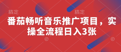 番茄畅听音乐推广项目，实操全流程日入3张-网创项目