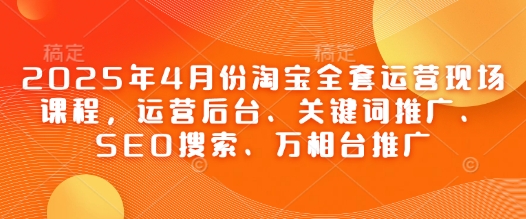 2025年4月份淘宝全套运营现场课程，运营后台、关键词推广、SEO搜索、万相台推广-网创项目