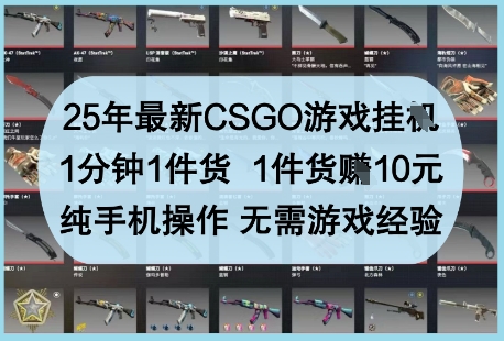 25年最新CSGO游戏挂G，1分钟1件货，1件货挣10元，纯手机操作，无需游戏经验【揭秘】-网创项目