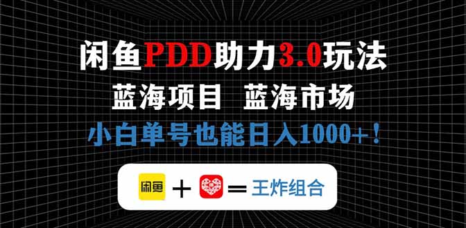 闲鱼卖拼多多助力项目，蓝海市场新手也能单号日入1000+-网创项目