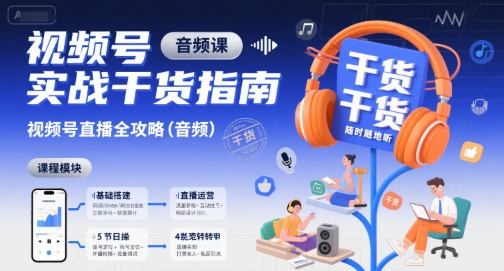 视频号实战干货指南，视频号直播全攻略(音频)-网创项目