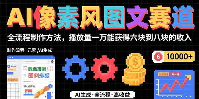 AI像素风图文赛道：全流程制作方法，播放量一万能获得6块到8块的收入-网创项目