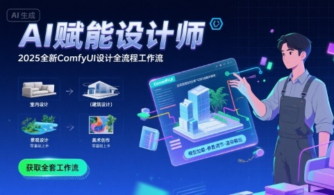 AI赋能设计师， 2025全新comfyui设计全流程工作流 ，室内-建筑-景观-美术，零基础直接上手-网创项目