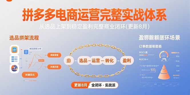 拼多多电商运营完整实战体系，从选品上架到稳定盈利完整商业闭环(更新8月-网创项目
