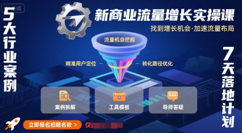新商业流量增长实操课，找到增长机会，加速流量布局-网创项目