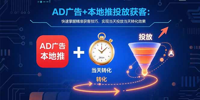 AD广告+本地推投放获客：快速掌握精准获客技巧，实现当天投放当天转化效果-网创项目