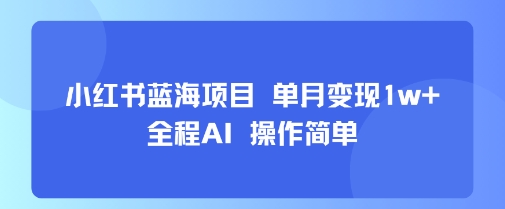 小红书蓝海项目 单月变现1w+ 全程AI 操作简单-网创项目