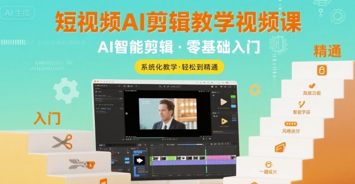 短视频AI剪辑教学视频课，入门到精通-网创项目