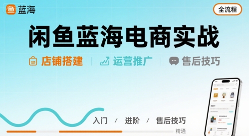 闲鱼蓝海电商实战，店铺搭建运营售后全流程-网创项目