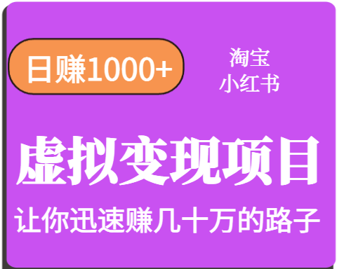 淘宝OR小红书虚拟变现，日赚1000+，多账号操作年收入几十W不等-网创项目