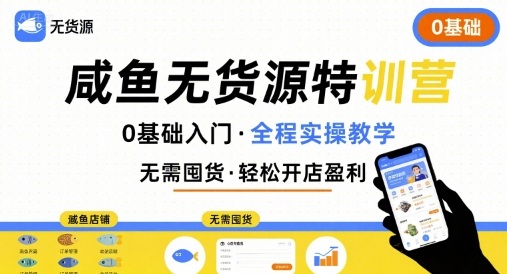 无货源特训营，0基础带你玩转咸鱼无货源-网创项目