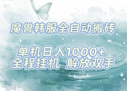 最新韩服游戏搬砖，单机日入1k+，全自动运行挂G项目，解放双手【揭秘】-网创项目