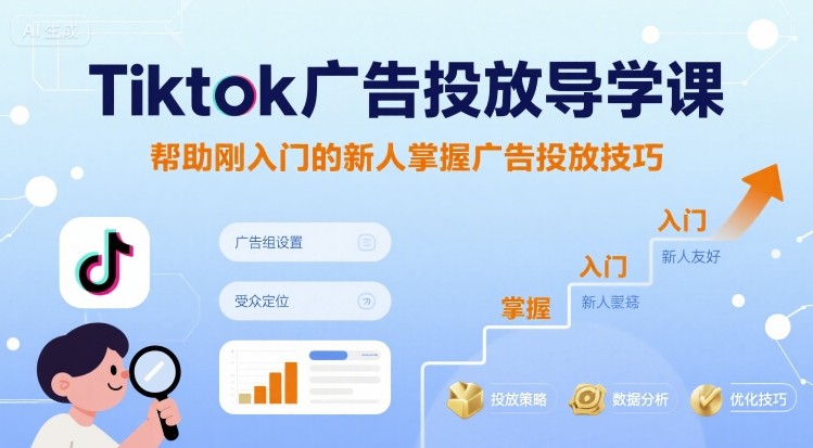 Tiktok广告投放导学课，帮助刚入门的新人掌握广告投放技巧-网创项目