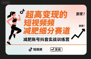 超高变现的短视频减肥细分赛道，减肥账号抖音实战训练营-网创项目