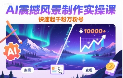 AI震撼风景制作实操课，快速起千粉万粉号-网创项目