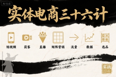 实体电商三十六计，短视频-获客-直播-矩阵营销-流量-数据-选品-网创项目