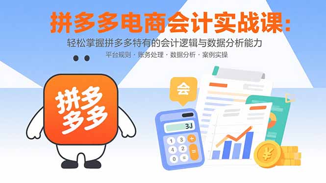 拼多多电商会计实战课：轻松掌握拼多多特有的会计逻辑与数据分析能力-网创项目