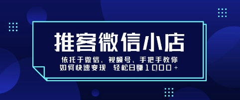 推客微信小店依托于微信、视频号，手把手教你如何快速变现 轻松日入1k+【揭秘】-网创项目