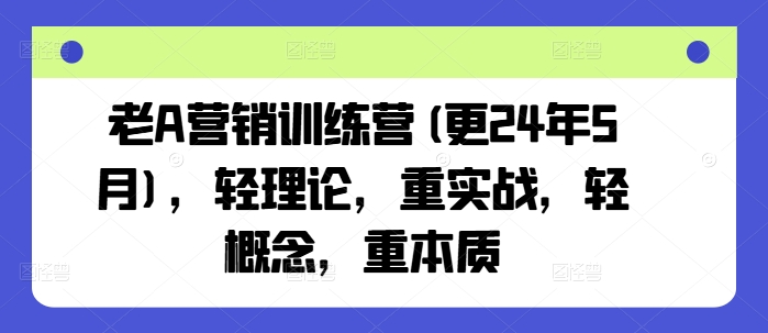 老A营销训练营(更25年8月)，轻理论，重实战，轻概念，重本质-网创项目