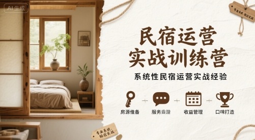 民宿运营实战训练营，系统性民宿运营实战经验-网创项目