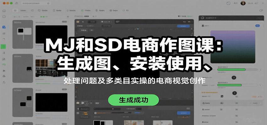 MJ和SD电商作图课：生成图、安装使用、处理问题及多类目实操的电商视觉创作-网创项目