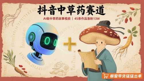 抖音中草药赛道，用AI做中草药故事视频，45条作品涨粉13W，橱窗带货猛猛出单-网创项目