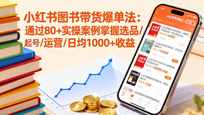 小红书图书带货爆单法：通过80+实操案例掌握选品/起号/运营/日均1000+收益-网创项目
