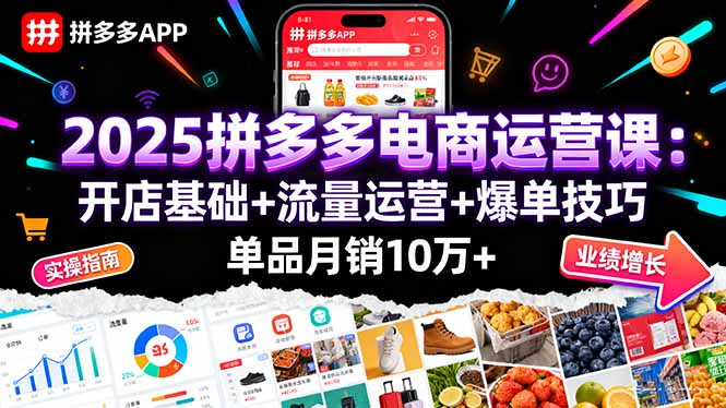 2025拼多多电商运营课：开店基础+流量运营+爆单技巧，单品月销10万+-网创项目