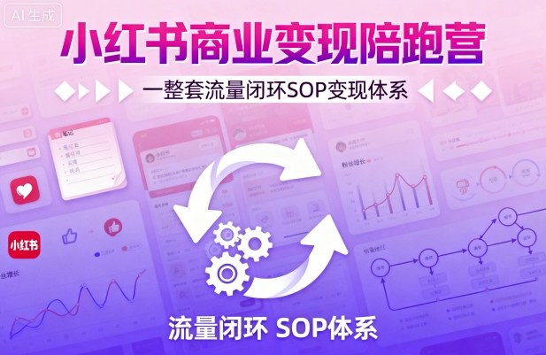 小红书商业变现陪跑营，轻IP矩阵 私域获客 聚光投流，一整套流量闭环SOP变现体系-网创项目
