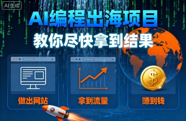 AI编程出海项目，教你尽快拿到结果-做出网站、拿到流量、賺到钱-网创项目